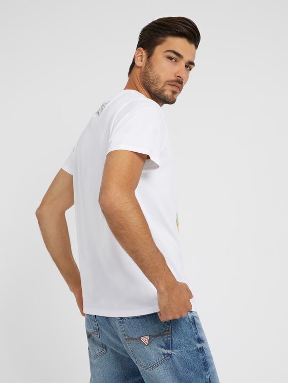 Spaceman triko – GUESS, Bílá barva Muži