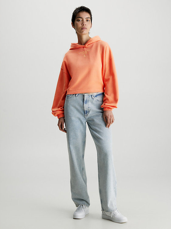 Módní Gathered Hem mikina, Oranžová barva, 2023