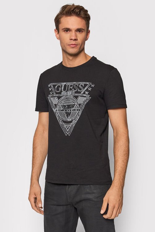 Outline triko – Guess, Navy barva Muži