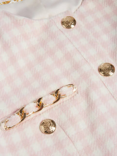 Luxusní Bella tweed bunda, Růžová barva, XS, S, M, L 1