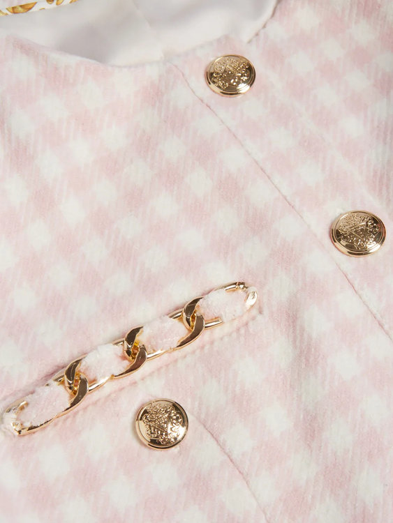 Luxusní Bella tweed bunda, Růžová barva, XS, S, M, L 1