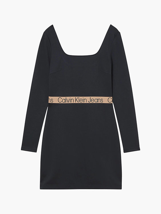 Calvin Klein Jeans – Logo tape šaty, Černá barva 1