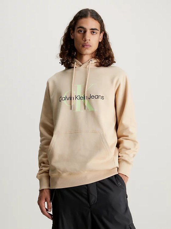 Calvin Klein Jeans – Seasonal Monologo mikina, Béžová barva