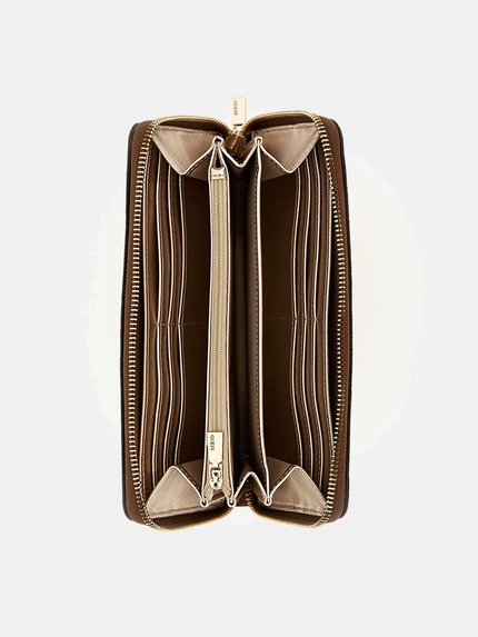 Módní Eliette Logo velká peněženka, Hnědá barva, 2024