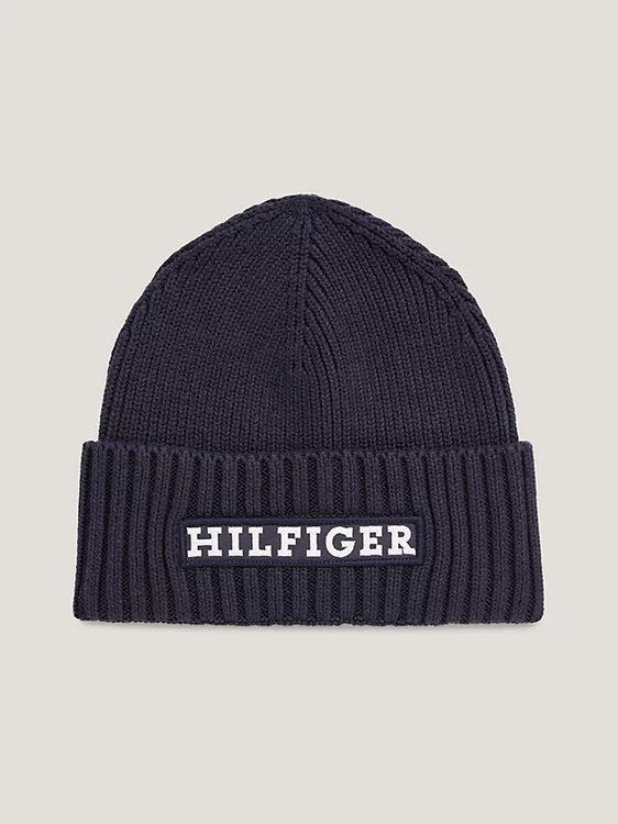 Tommy Hilfiger – Monotype Beanie čepice, Navy barva