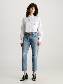 Luxusní Mom jeans, Modrá barva, 25/28, 26/28, 27/28, 28/28, 29/28, 30/28