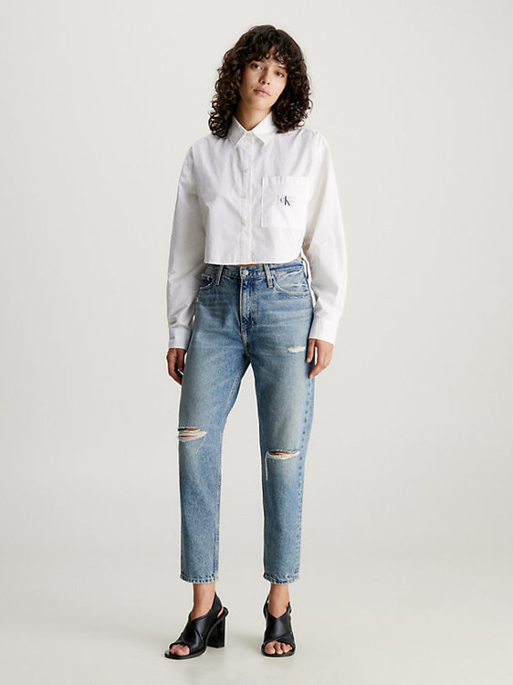 Luxusní Mom jeans, Modrá barva, 25/28, 26/28, 27/28, 28/28, 29/28, 30/28