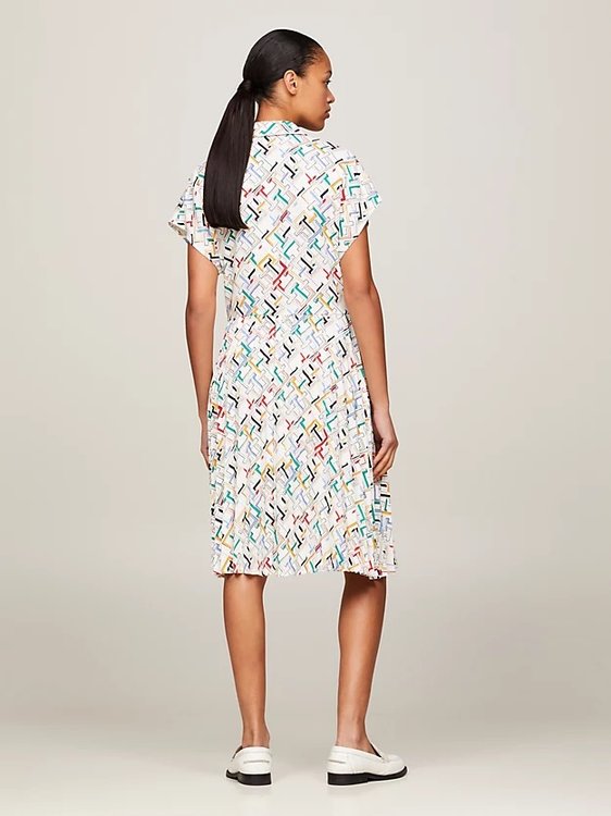 Luxusní TH Monogram šaty, Krémová, Multi barva, 34, 38