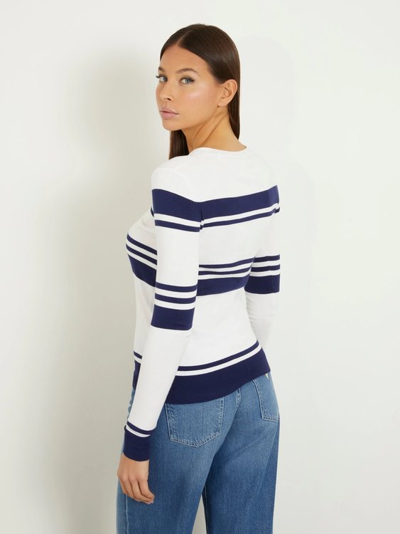 Macy Logo svetr – GUESS, Bílá, Modrá, Multi barva Ženy