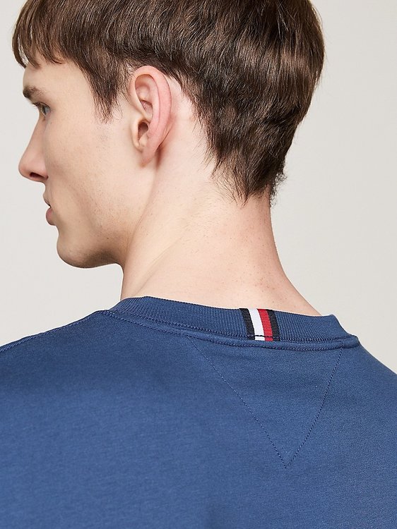 Módní Hilfiger Chainstitch triko, Modrá barva, 2024