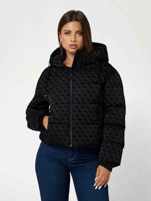 GUESS – Daisy Puffer Logo bunda, Černá barva