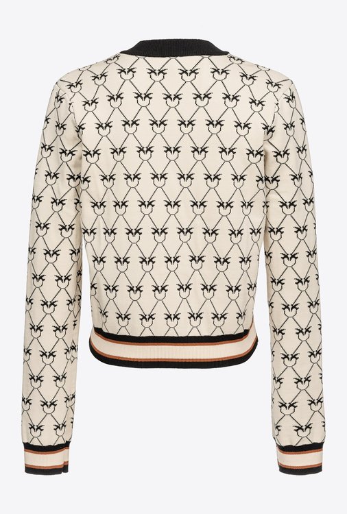 Monogram Jacquard svetr – Pinko, Bílá barva Ženy, Ženy