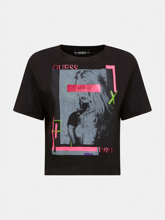 Módní Printed triko, Černá barva, 2021