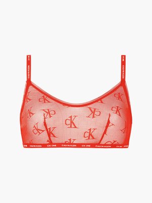 Calvin Klein Underwear – CK One Logo Mesh braletka, Červená barva
