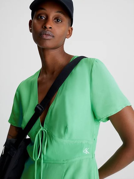 Módní Crepe šaty, Zelená barva, 2023