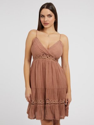 Quincy šaty – GUESS, Hnědá barva Ženy