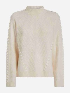 Módní Suede svetr, Krémová barva, 2022 1