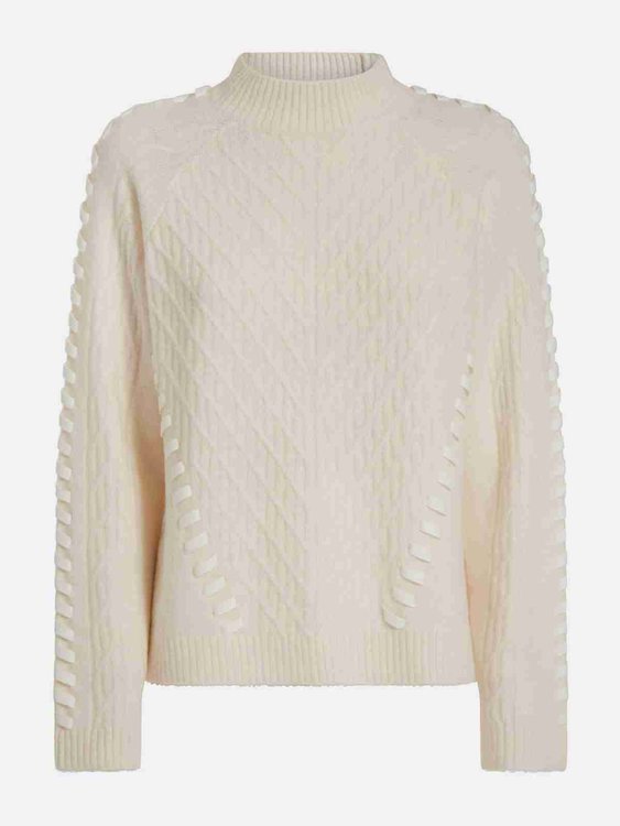 Módní Suede svetr, Krémová barva, 2022 1