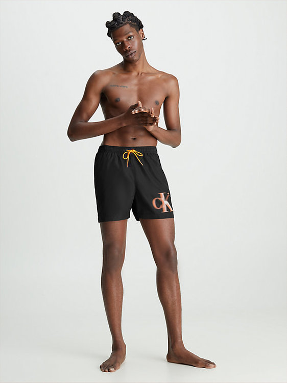 CK Monogram plavky Černá barva Muži