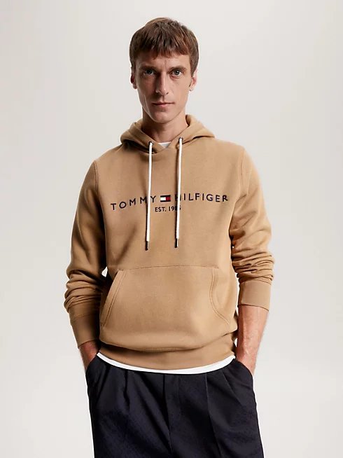 Tommy Hilfiger – Tommy Logo Hoody mikina, Béžová barva