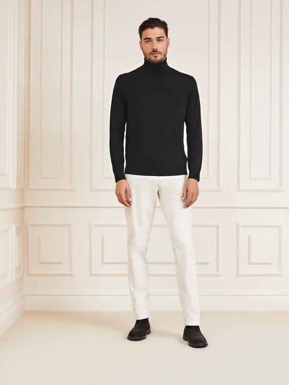 Módní Merino Essential svetr, Černá barva, 2023