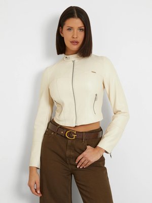 GUESS – ANITA PU MOTO BUNDA PU, Krémová barva