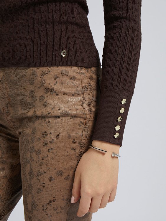 Luxusní Bettie svetr, Hnědá barva, XS, S, M, L