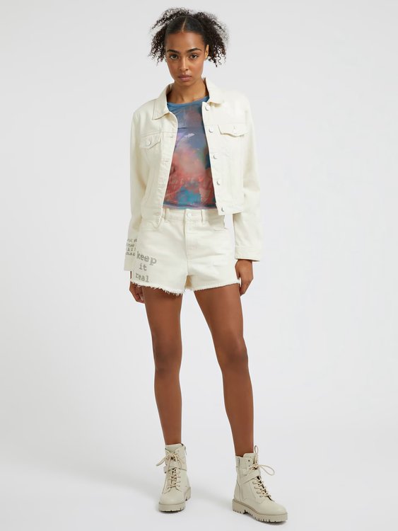 Módní Mom kraťasy, Bílá barva, 2023