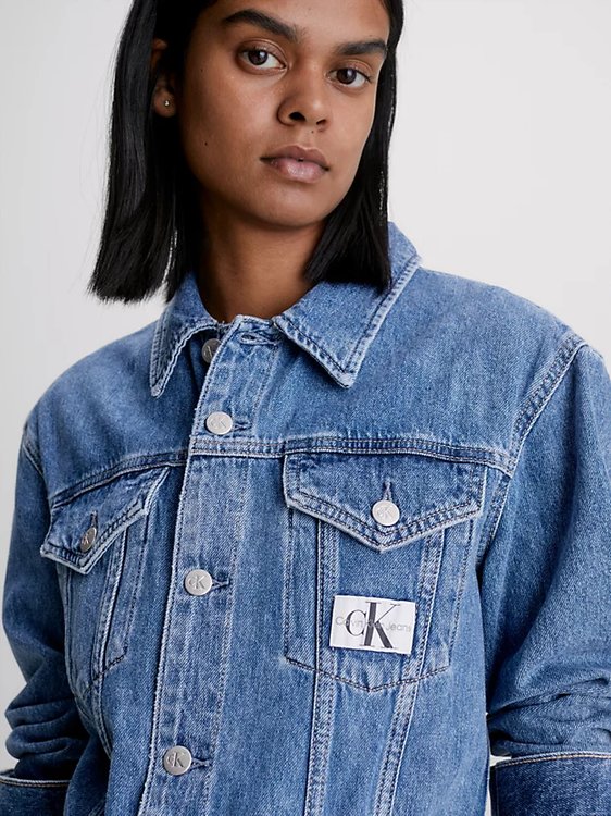 Módní Trucker šaty, Modrá barva, 2023