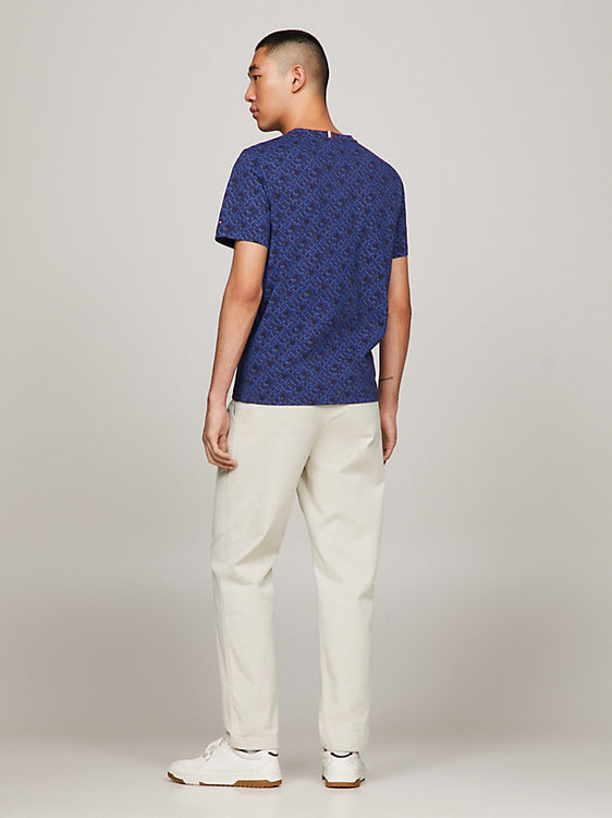 Módní Monogram triko, Modrá barva, 2023