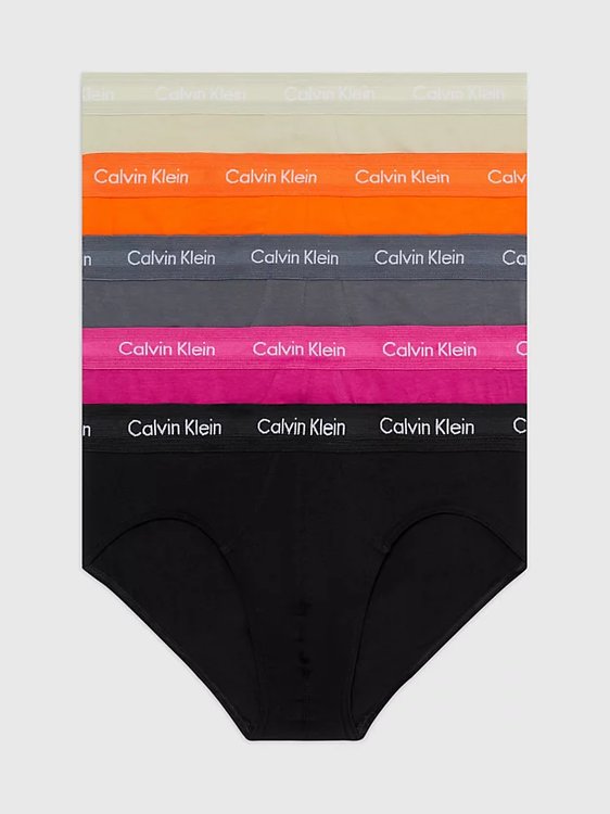 Calvin Klein Underwear – Cotton Stretch slipy 5ks, Černá, Oranžová, Růžová barva