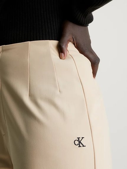 Módní Wide Leg Knit kalhoty, Béžová, Krémová barva, 2024