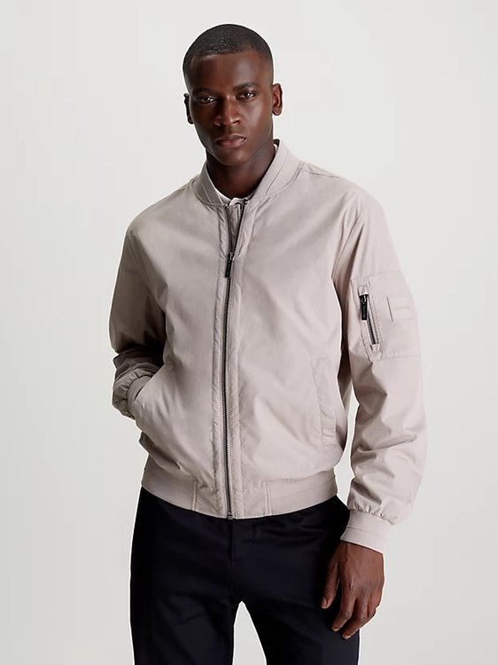 Calvin Klein – Cotton Nylon bomber, Béžová, Hnědá barva