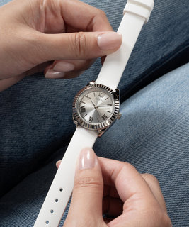 GUESS, Bílá, Stříbrná barva Mini Luna hodinky