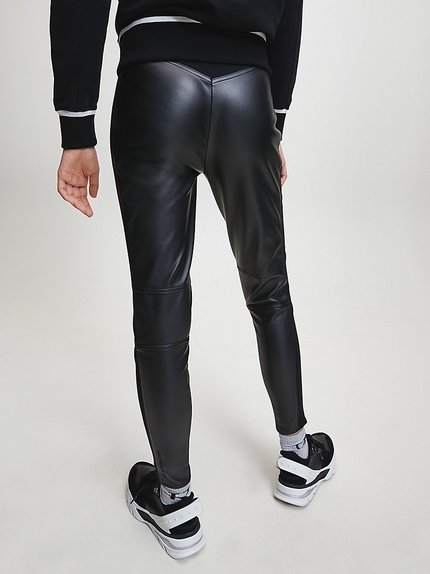 Módní Kalhoty Stretch Faux Leather, Černá barva, 2021, 2020
