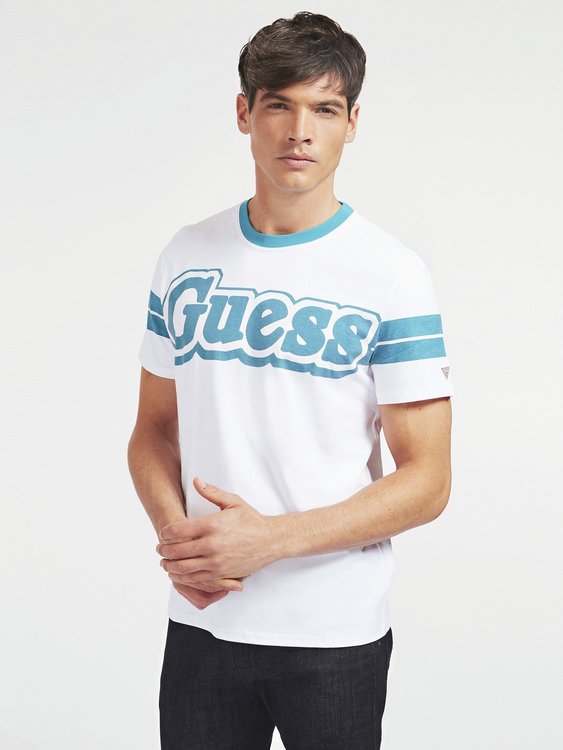 Guess – Front Print triko, Bílá barva