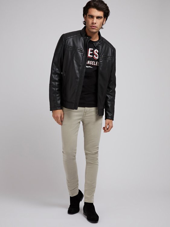 Biker bunda – Guess, Černá barva Muži