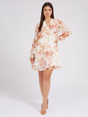 Guess – Morgane šaty, Multi, Bílá, Oranžová barva