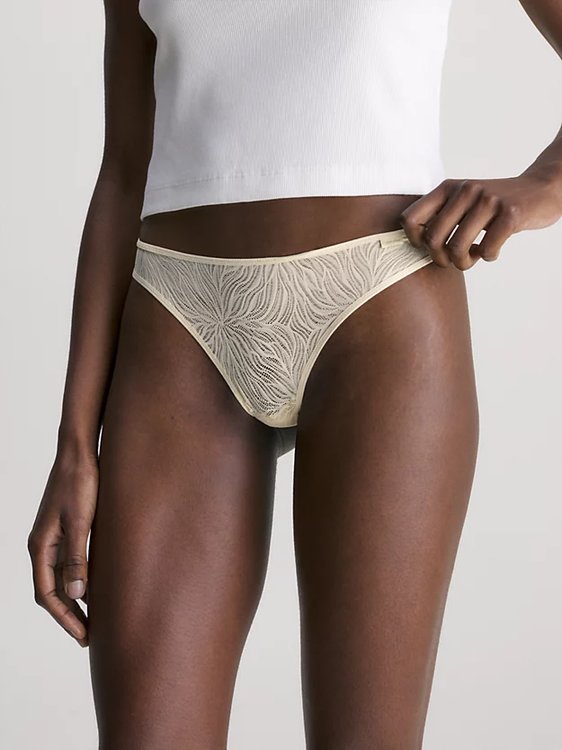 Sheer Marquisette tanga – Calvin Klein Underwear, Krémová barva Ženy