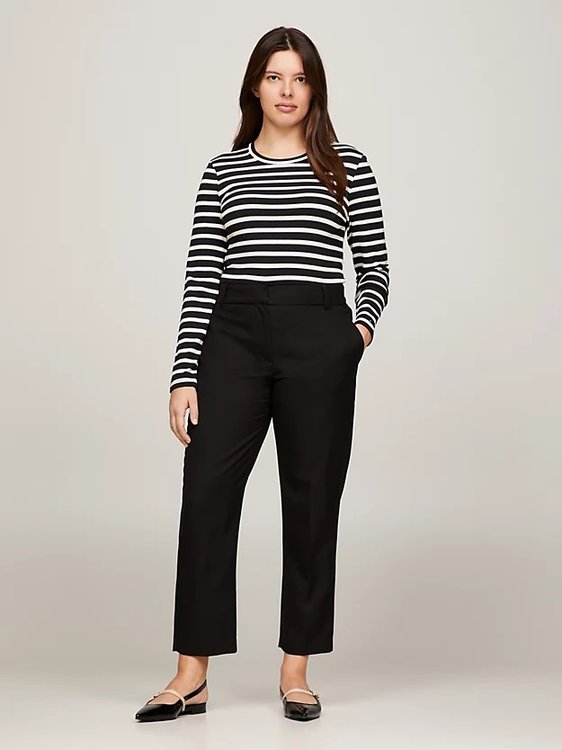 Slim Fit Straight kalhoty Černá barva Ženy