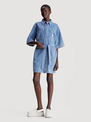 Boxy Belted šaty – Calvin Klein Jeans, Modrá barva Ženy
