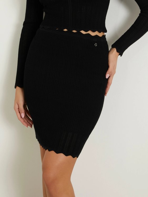 GUESS – Pointelle Anjela sukně, Černá barva
