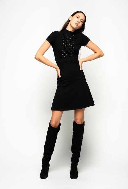 Módní Dominica šaty, Černá barva, 2020