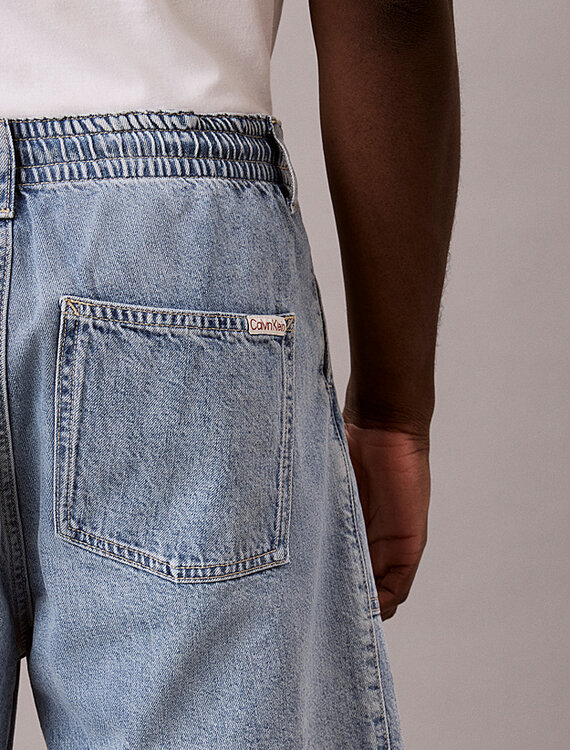 Cotton Linen Denim šortky Modrá barva Muži