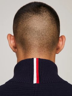 Tipped Rib Structure Zip svetr Modrá barva Muži