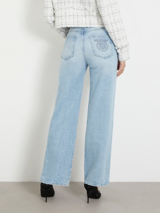 Módní Wide Leg jeans, Modrá barva, 2024