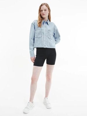 Módní Cropped košile, Modrá barva, 2022