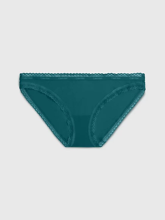 Calvin Klein Underwear – Lace Edge bikiny, Modrá, Zelená barva