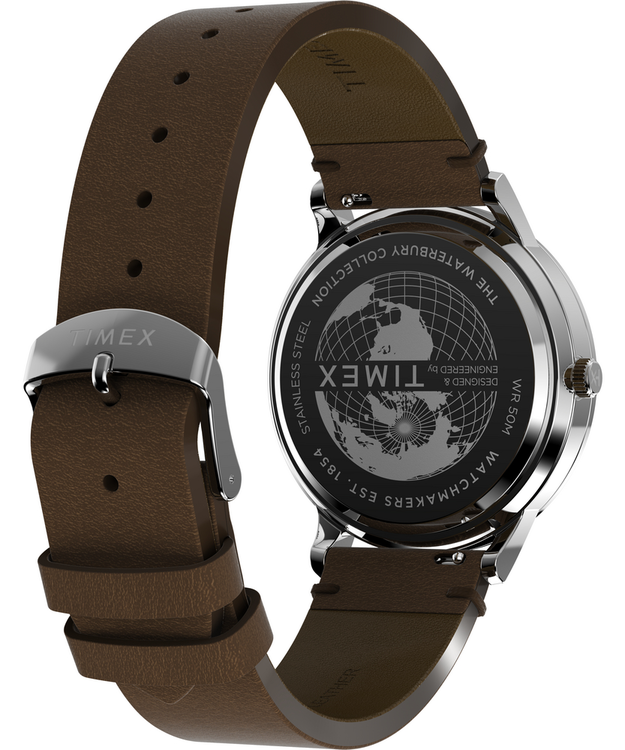 Módní Waterbury hodinky, Hnědá, Stříbrná barva, 2024