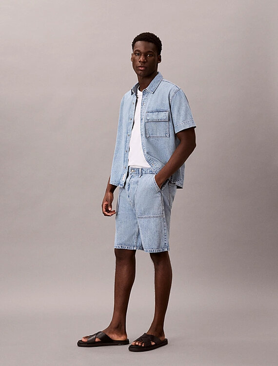 Cotton Linen Denim šortky – Calvin Klein Jeans, Modrá barva Muži